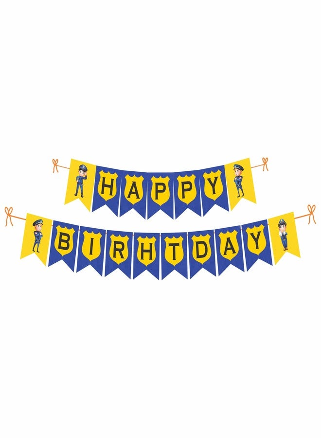 Untumble Police Theme Birthday Decorations for Boys - Yellow & Blue Police Birthday Decorations with Police Birthday Banner, Danglers, Posters, Cake Topper & Balloons - Pack of 58 - Image 3